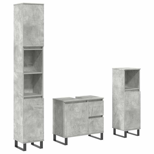 vidaXL Waschtisch mit Waschbecken L30xB60xH33cm Grey Concrete