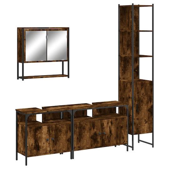 vidaXL Countertop with Sink & Mirror L60xW16xH60cm Coffee
