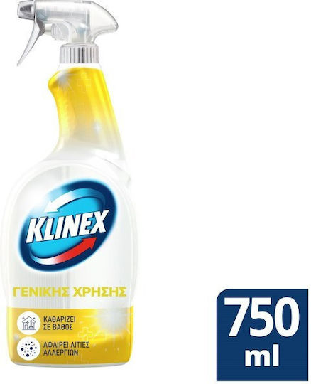 Klinex 4 σε 1 Καθαριστικό Spray Γενικής Χρήσης με Απολυμαντική Δράση Λεμόνι 750ml
