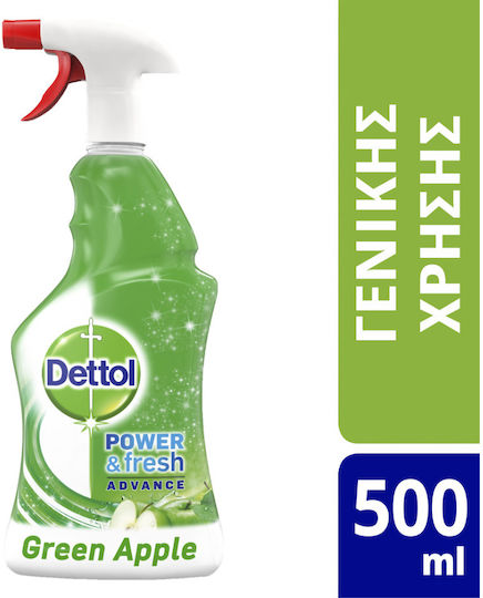 Dettol Power & Fresh Advance Καθαριστικό Spray Γενικής Χρήσης με Απολυμαντική Δράση Πράσινο Μήλο 500ml