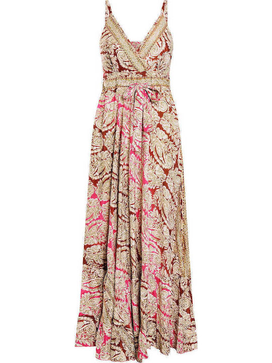 Celestino Women's Maxi Paisley Dress Loose Fit Terracotta