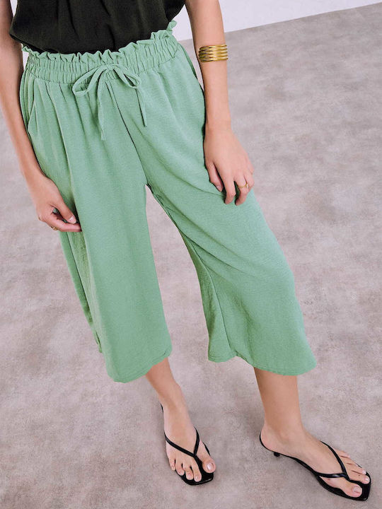 Celestino Zip-Culottes mit Volant in Grün Loose Fit