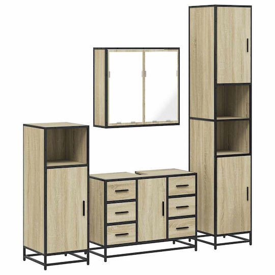 vidaXL Шкаф със Мивка & Огледало Д80xШ60xВ33см Sonoma Oak vidaXL Шкаф със Мивка & Огледало Д80xШ60xВ33см Sonoma Oak