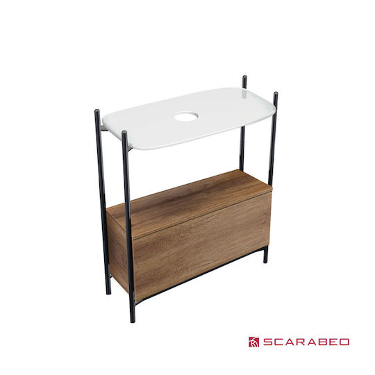 Scarabeo Laila 75 502- Blat fără Lavoar L74xW43xH77.5cm White Glossy Rovere Nodato