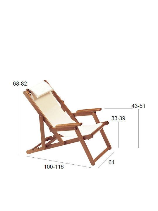 Deckchair Torino Wooden Walnut 64x100x68cm