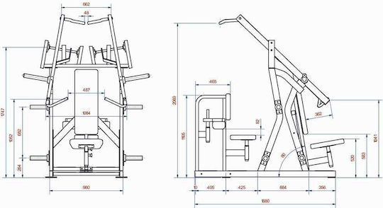 EBX Chest Press & Lat Pull Down 2 in 1 Πολυόργανο Γυμναστικής χωρίς Βάρη