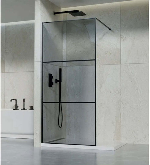 Shower Partition Fixed 90x190cm Black Ics 123b/90