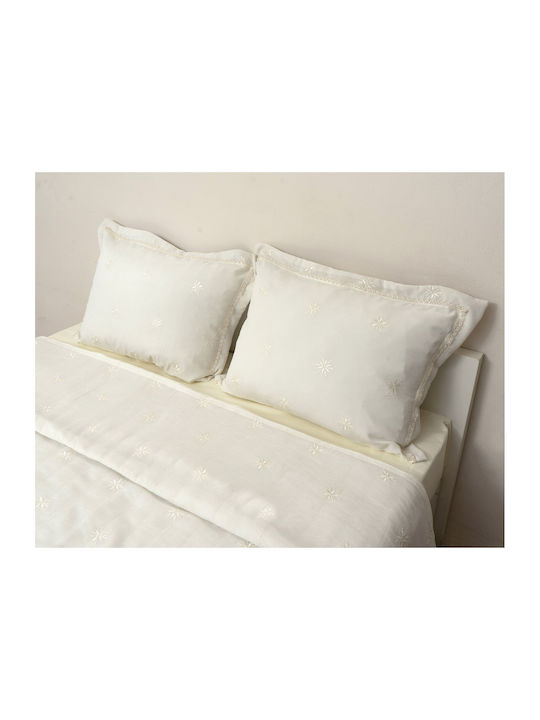 Viopros Σετ Κουβερλί Υπέρδιπλο Microfiber Εκρού 240x250cm 3τμχ