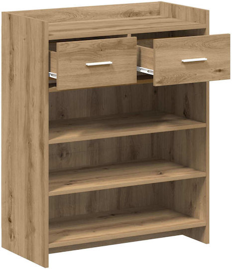 Artisan Отворен Бежов Дървен Шкаф за Обувки Д73,5xШ36xВ92см