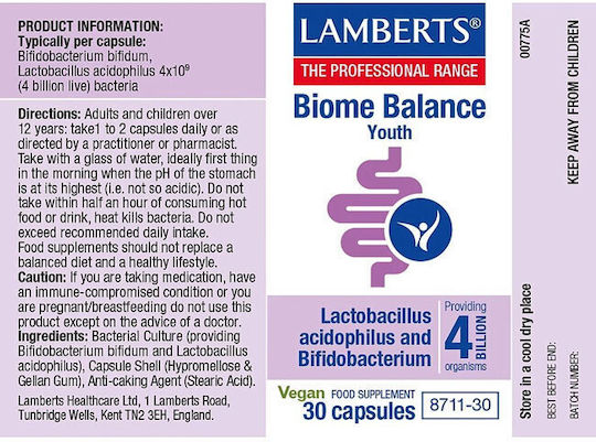 Lamberts Biome Balance Youth with Probiotics and Prebiotics 30 caps