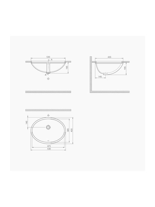 Cerastyle Vessel Porcelain Bathroom Sink 48x39cm White