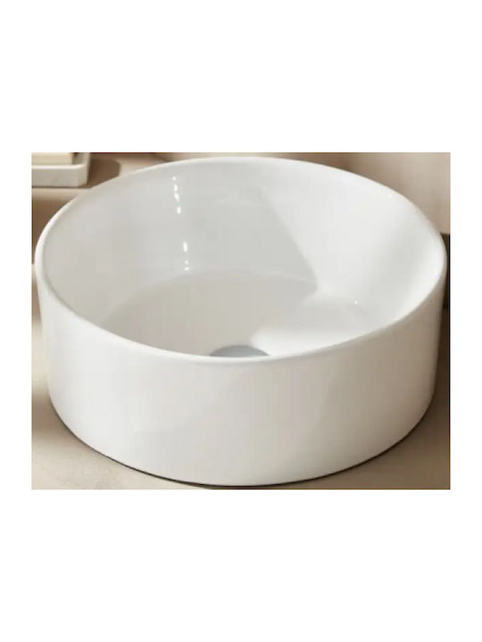Tema Vessel Porcelain Bathroom Sink 40.5x40.5x15cm White