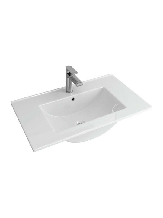 Karag LT 7506 Chiuvetă De Baie Din Porțelan 81x47x18cm Albă