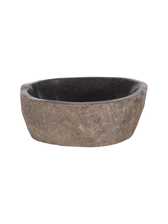 HomeMarkt Επικαθήμενος Νιπτήρας Πέτρινος 40x40cm Γκρι