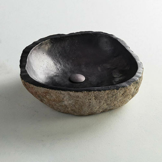 Fossil Vero Riverstone Επικαθήμενος Νιπτήρας Πέτρινος 60x50x15cm Μαύρος Fossil Vero Riverstone Επικαθήμενος Νιπτήρας Πέτρινος 60x50x15cm Μαύρος