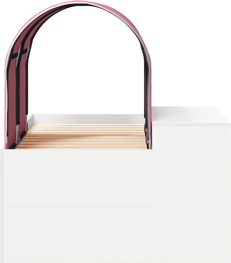 Kids Bed Loft Single with Desk Pink