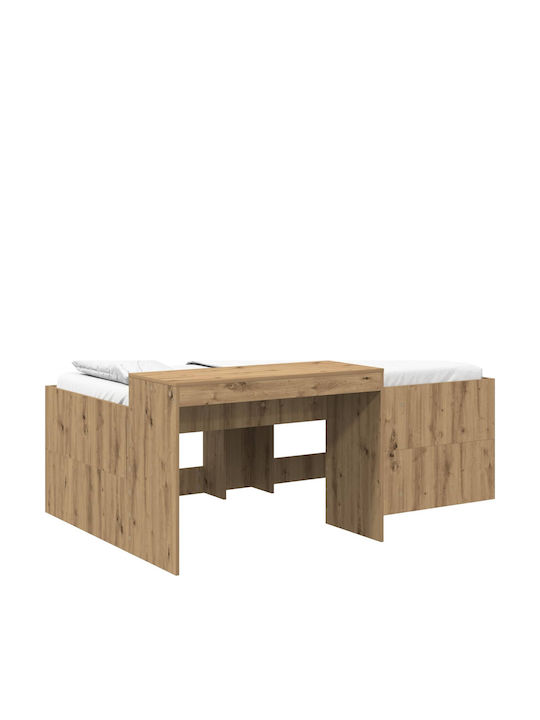 Kinderbett Hochbett Einzel mit Schreibtisch Braun