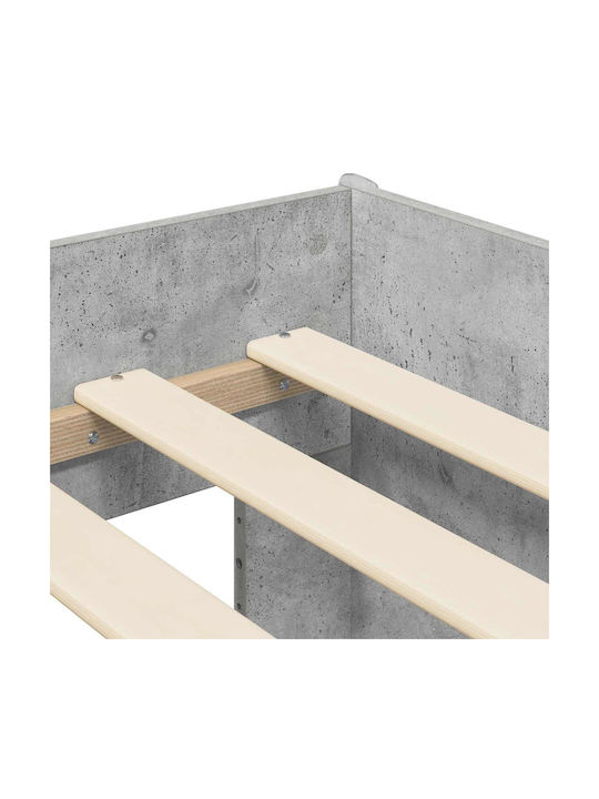 Pat Pentru Copii Single Loft Bed Cu Spațiu De Stocare Gri