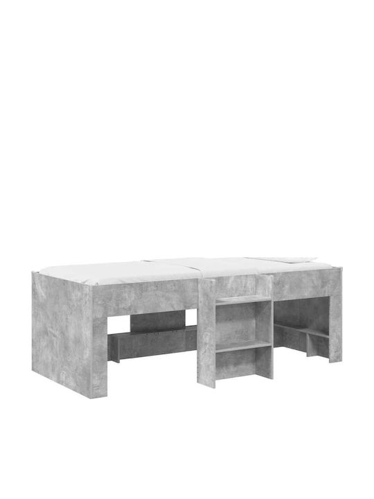 Pat Pentru Copii Single Loft Bed Cu Spațiu De Stocare Gri