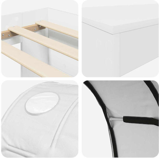 Kids Bed Loft Single with Desk White