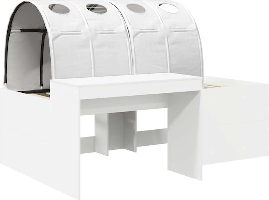 Kids Bed Loft Single with Desk White