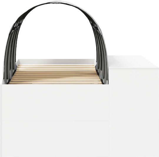Kids Bed Loft Single with Desk White