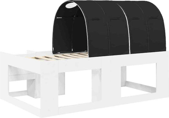 Pat Pentru Copii Tip Loft Bed Single Cu Spațiu De Stocare Alb
