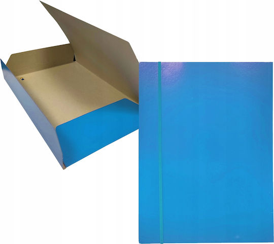 Bantex A4 Blue Glossy Cardboard Folder Elastic Band