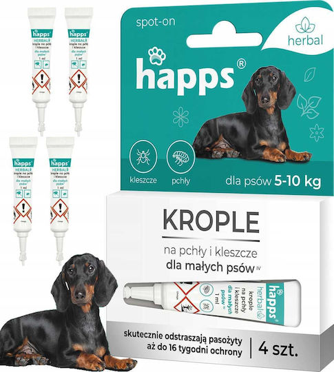 Happs Herbal Drops Fleas Ticks Small Dogs Up To 10kg 4pcs