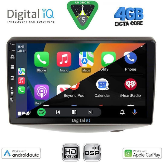 Digital IQ Автомобилна Аудио Система за Toyota Yaris 1999-2006 Bluetooth USB Вграден Wi-Fi GPS Apple CarPlay Android Auto с Touch Screen 9"