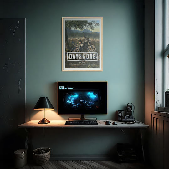 Gaming Poster Days Gone Disc Cover Gm2345 40cm X 50cm Μαύρη Ξύλινη Κορνίζα