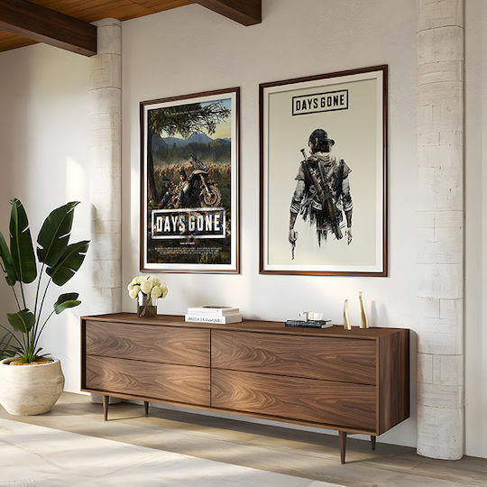 Gaming Poster Days Gone Disc Cover Gm2345 40cm X 50cm Μαύρη Ξύλινη Κορνίζα