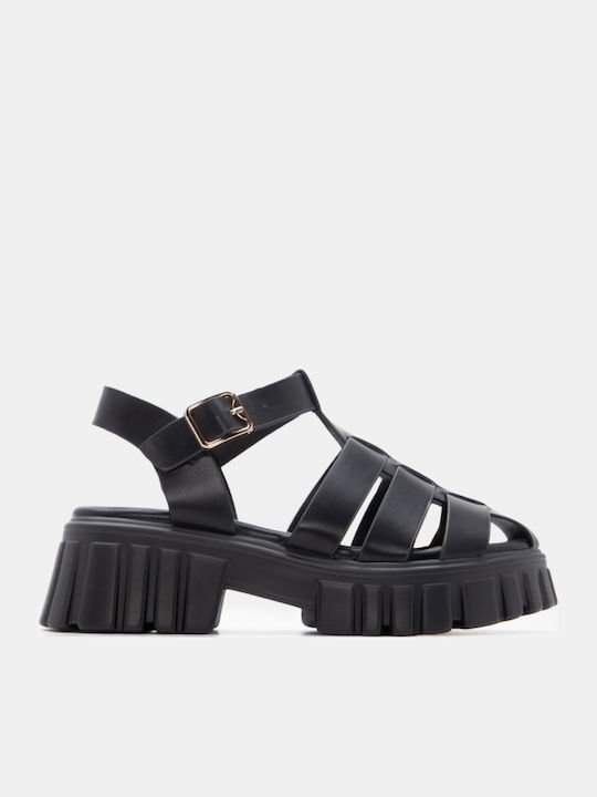 Sandale Casual Damă Flatforme Negre