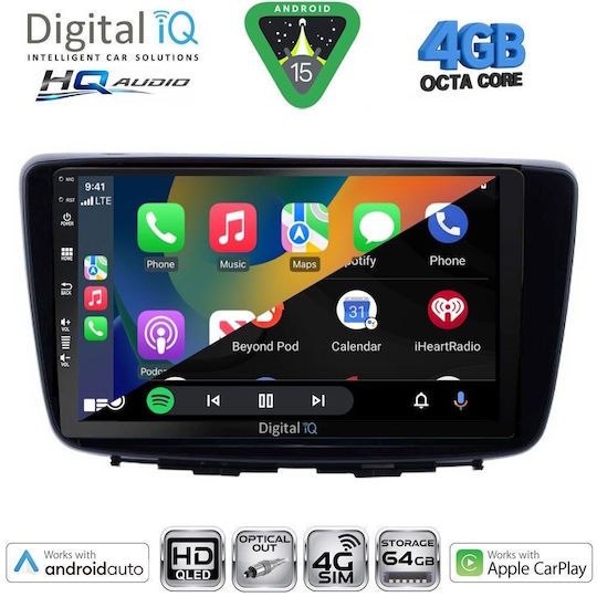 Digital IQ Car Audio System for Suzuki Alto Nissan Pixo 2009-2014 Bluetooth USB WiFi GPS Apple CarPlay Android Auto with 9" Touch Screen