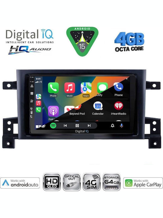 Digital IQ Auto-Audiosystem für Suzuki Grand Vitara 2005-2015 Bluetooth USB Eingebautes Wi-Fi GPS Apple CarPlay Android Auto mit 9 Zoll Touchscreen