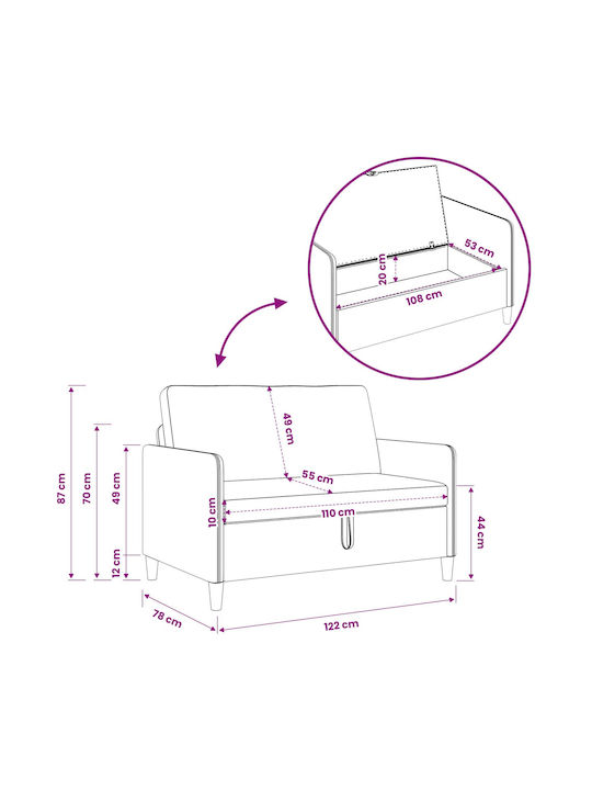 Doppelsitzer Sofa mit Stauraum Rot 122x78x87cm