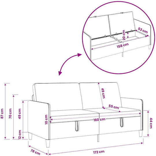 Dreisitzer Sofa mit Stauraum Türkis 172x78x87cm