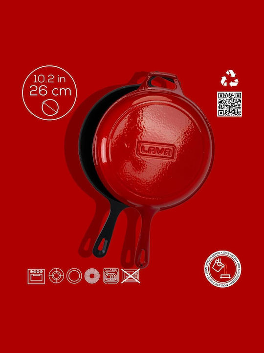 Lava Tigaie Dublă din Fontă cu Capac cu Acoperire Emailată 26cm