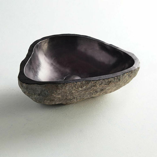 Fossil Vero Riverstone Επικαθήμενος Νιπτήρας Πέτρινος 40x50x15cm Μαύρος Fossil Vero Riverstone Επικαθήμενος Νιπτήρας Πέτρινος 40x50x15cm Μαύρος