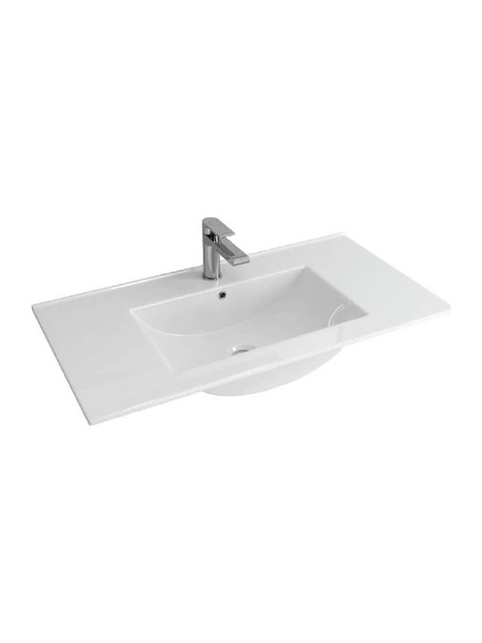 Karag Eingelassenes Waschbecken Porzellan 91x47x18cm Weiß