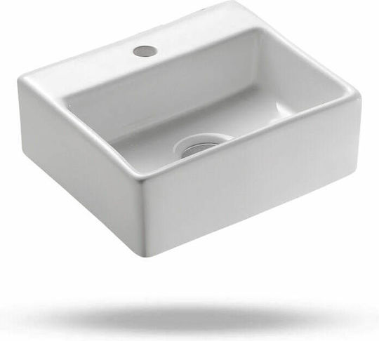 Karag Επικαθήμενος Νιπτήρας Πορσελάνης 34x29.5x12cm Λευκός Karag Επικαθήμενος Νιπτήρας Πορσελάνης 34x29.5x12cm Λευκός