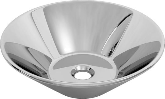 vidaXL Επικαθήμενος Νιπτήρας Κεραμικός 42x42x14cm Ασημί