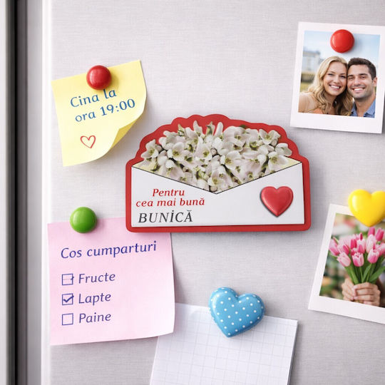 Decorative Martisor Magnets Set 24 Pieces Jolie Message Theme Best Grandma Laminated Cardboard Flexible Magnet 8x6 Cm Multicolor