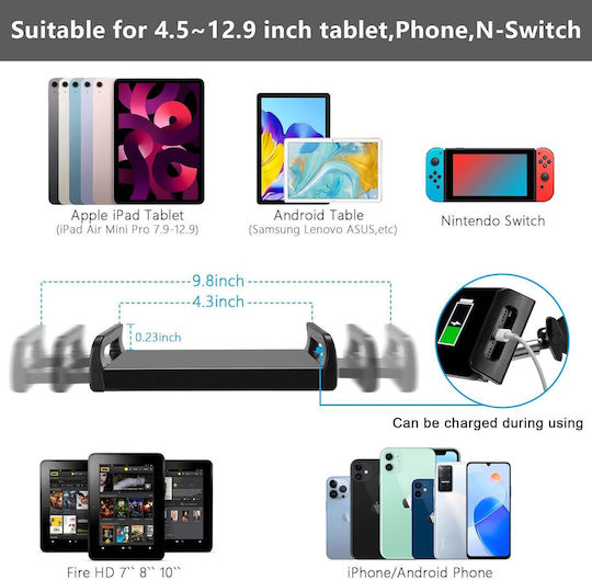 Samhousing Tablet Phone Stand Height Adjustable 360 Rotation 69.85-134.62cm Black
