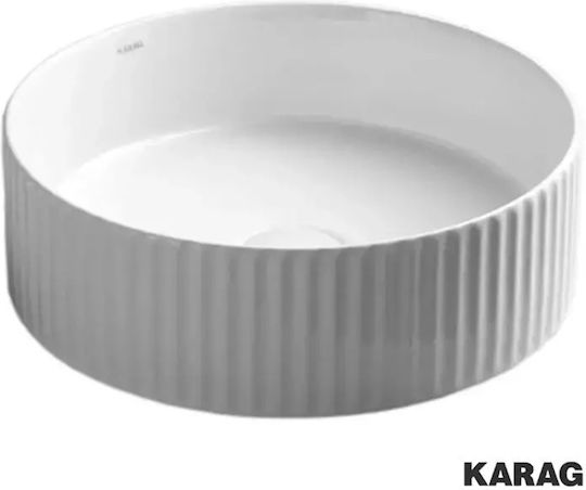 Karag Επικαθήμενος Νιπτήρας Πορσελάνης 36x36x12.5cm Λευκός Karag Επικαθήμενος Νιπτήρας Πορσελάνης 36x36x12.5cm Λευκός
