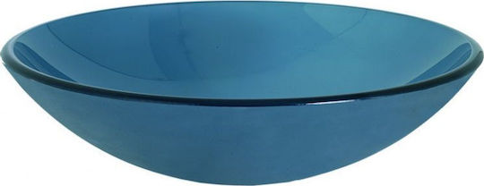Gloria Frosted Επικαθήμενος Νιπτήρας Γυάλινος 42x42x14cm Μπλε