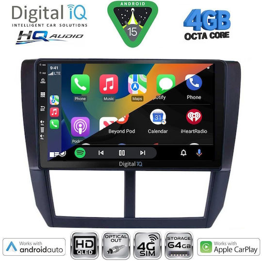 Digital IQ Ηχοσύστημα Αυτοκινήτου για Subaru Forester / Impreza 2008-2013 (Bluetooth/USB/WiFi/GPS/Apple-Carplay/Android-Auto) με Οθόνη Αφής 9"