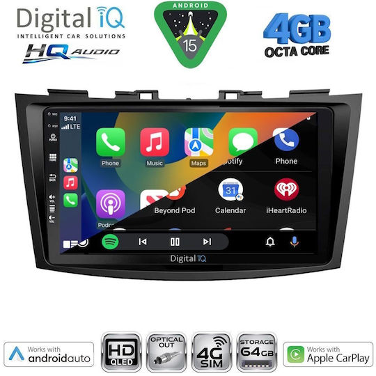 Digital IQ Ηχοσύστημα Αυτοκινήτου για Suzuki Swift 2011-2016 (Bluetooth/USB/WiFi/GPS/Apple-Carplay/Android-Auto) με Οθόνη Αφής 9"