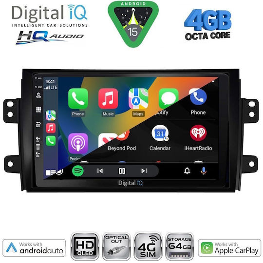 Digital IQ Car Audio System for Fiat Sedici Suzuki SX4 2005-2013 Bluetooth USB WiFi GPS Apple CarPlay Android Auto with 9" Touch Screen