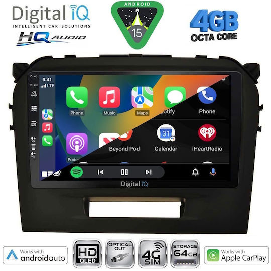 Digital IQ Car Audio System for Suzuki Vitara 2016-2022 (Bluetooth/USB/WiFi/GPS/Apple CarPlay/Android Auto) with 9" Touch Screen